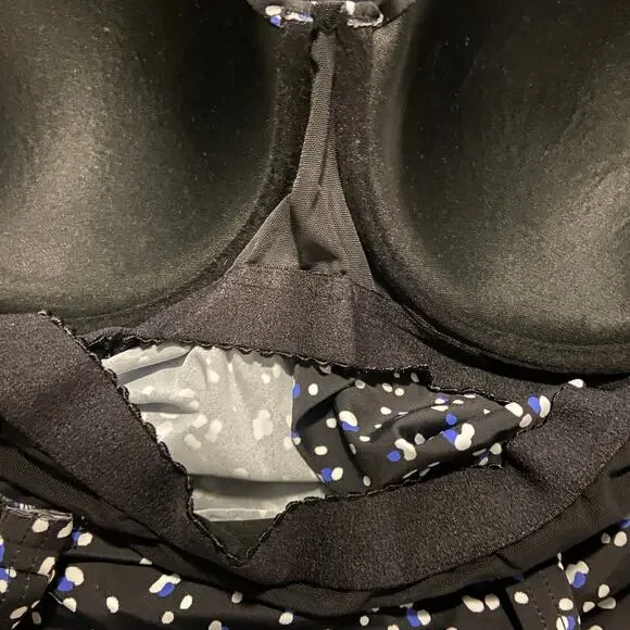 Swimsuits for All Size 20 Black White & Blue Polka Dot Underwire Tankini Top - Picture 4 of 8